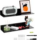 20 Inches Acrylic Wall Shelves 2 Pack, Floating Shelf for Wall Mounting, Acrylic Display Ledges for Funko Pop Figures, Home Décor, Living Room, Gaming Room, Plants(20 inch, Black)