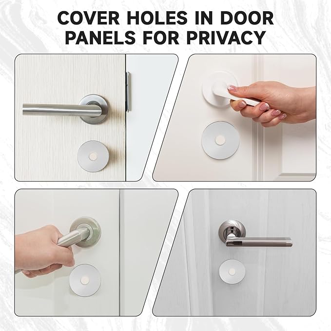 Door Hole Cover Plate, Door Knob Cover Door Knob Plate 2-5/8" Diameter Silver Door Knob Covers Door Hole Filler Plate for Home Security