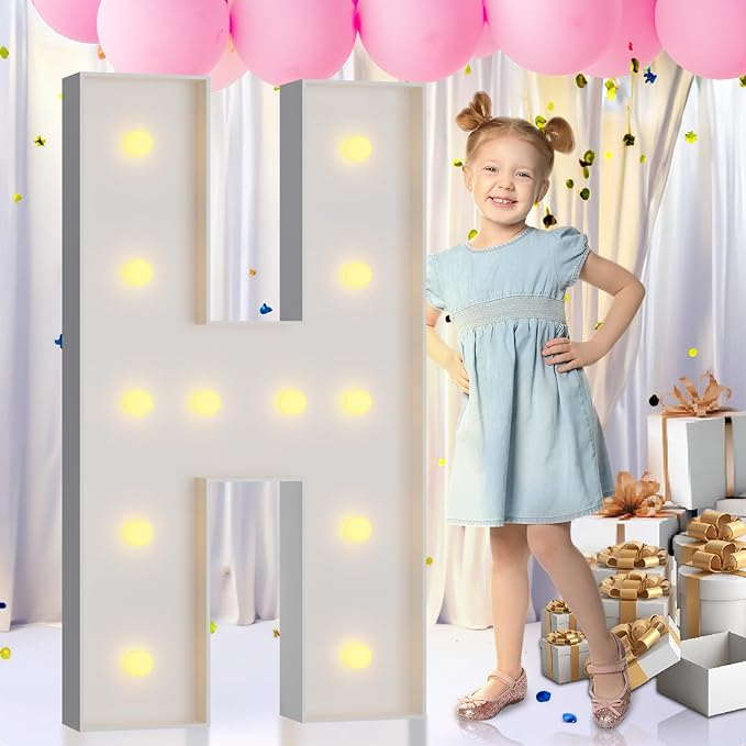imprsv Light Up Letters, 4FT Marquee Letters for Birthday Wedding Engagement Party Decor, Large Marquee H for Party Decoration Arch Kit Decorations