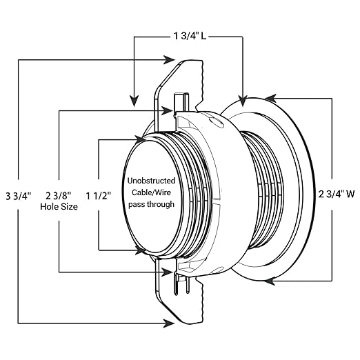 1PK White Patented: Only Cable, Wire, Cord Management, Tool-Free Self-Securing/Locking Grommet with Cap Slider, for Walls, Ceilings, Desks - Used for All Surfaces 3/8" to 1" Thick, Made in USA