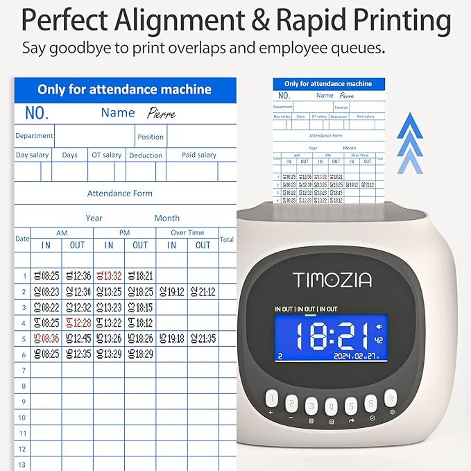 Time Clocks for Employees Small Business, Auto-Align Time Clock, 6 Punches per Day Time Machine, Clock in Machine for Employees with 50 Time Cards and 1 Ink Ribbon