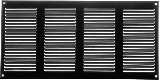 Repa Market 2-Pack Air Vent Cover 16x8 Inch (Outer Dimensions) Black Galvanized Steel Louvered Grill Cover with Mesh Screen/Wall or Ceiling Vent/HVAC Register for Indoor and Outdoor Ventilation