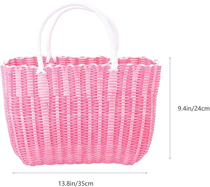 Cabilock Market Basket Woven Straw Basket African Basket Straw Beach Bag Reusable Grocery Shopping Bag Tote Bag Big Capacity Travel Tote Purse