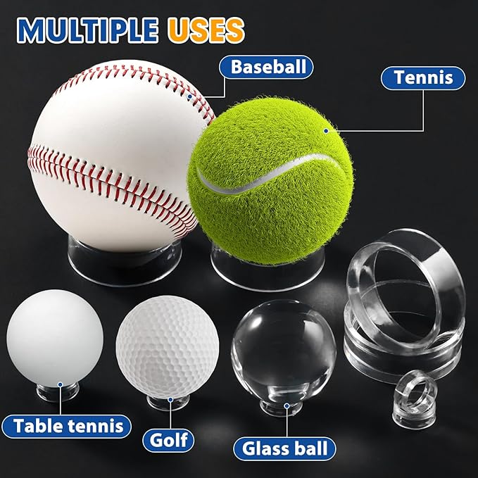 Wyn-MART 30 Pcs Ring Golf Ball Display Case 1.22 Inches Clear Baseball Holder Golf Ball Holder Small Baseball Acrylic Stands Round Ring Stand Acrylic Display Stands for Small Balls, Egg, Spheres