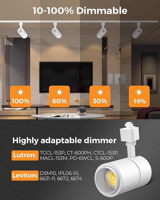 VANoopee 3-Color Zoomable 20W LED Track Lighting Heads H Type Track Light Heads Dimmable Bright Ceiling Spotlight Fixtures for Kitchen, 3000K 4000K 5000K Adjustable, CRI90+ 15°-60° 2000lm White 3 Pack