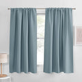PONY DANCE Dusty Blue Blackout Window Curtains - Rod Pocket Window Treatments Curtain Panels/Draperies Room Darkening Noise Reducing Home Fashion, Wide 42 x Long 45 inches, Uranian Blue, One Pair