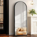 58"x18" Full Length Mirror with Stand, Shatterproof Arched Floor Mirror, Aluminum Alloy Thin Frame - Freestanding/Leaning/Wall Mount for Bedroom, Living Room & Entryway (Black)