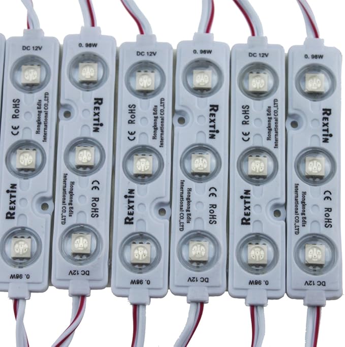 REXTiN Super Bright 200pcs 3 LED Module Pink 5050 SMD 66-72LM Each Module Waterproof Decorative Light for Letter Sign Advertising Signs with Tape Adhesive Backside