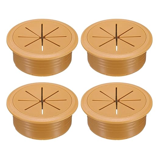 uxcell 4 Pcs Desk Grommet, 2.09 inch 53mm Desk Cable Hole Cover Wire Hole Insert for Home Office Table Cabinet Cord Organizer, Brown