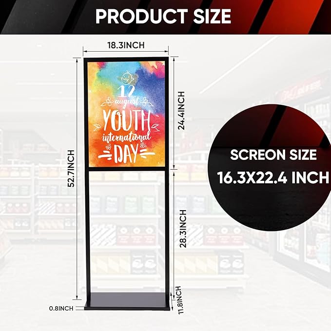Sign Holder Stand, heavy Duty Pedestal poster for display,18×24 inch slide-in double sided banner poster floor sign holder for indoor Display (18×24)