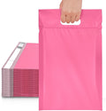 JinRuiKJ Poly Mailers with Handle 10x13 Inch 25 Pcs, Self Sealing Shipping Bags for Clothing, Easy to Carry Packaging Bags for Small Business - Pure Pink
