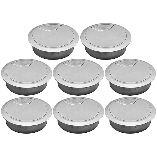 Desk Grommet 2" (50 mm), Desk Cord Hole Cover, Cable Grommet ABS Plastic, Desk Hole Grommet for Office and Home Table Cable, Detachable Adjustable Cable Cord Organizer (Silvery8 Pcs)