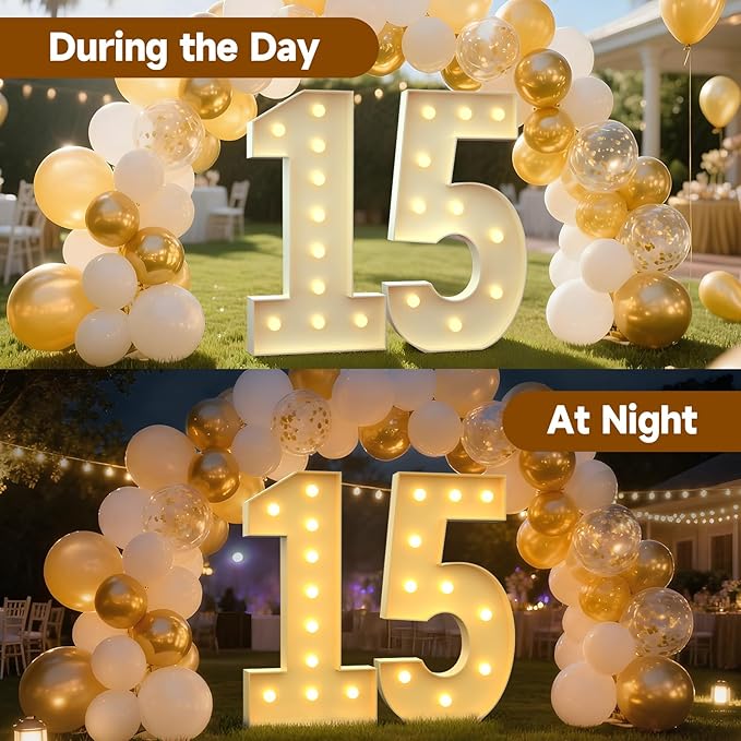 Mixifox 4FT Marquee Numbers 15, Large Light up Number 15 for Birthday Party Supplies, Sign, Backdrop, Happy 15th Birthday Decorations for 15 Years Old