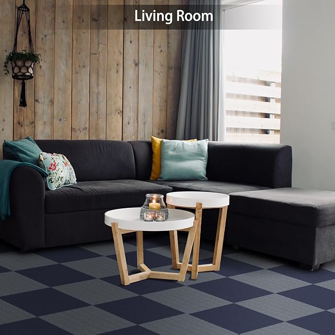 Peel and Stick Carpet Tiles, 12" x 12" Self-Adhesive Soft Floor Stickers,Dark Gray Easy Install DIY Rug for Kids' Room, Bedroom, Dining Room, 30 PCS (30 sq ft/Box)