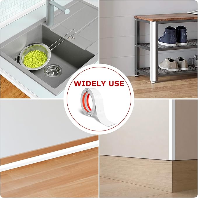 Flexible Wall Corner Protector Moulding Trim Peel and Stick Wall Corner Guards Edge Protector Self Adhesive Molding Trim Strip for Edge Ceiling (White, 0.8 in x 40 Ft)