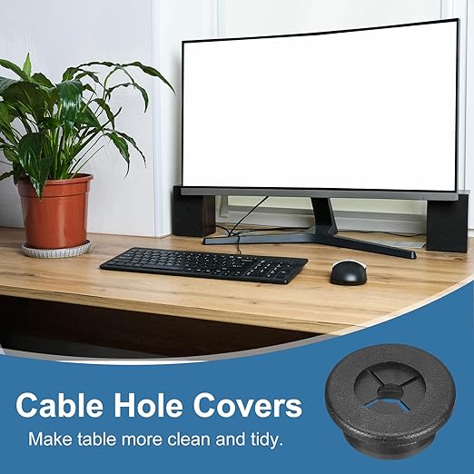 uxcell 6Pcs Cable Cord Grommet, 7/8"(22mm) Rubber Desk Grommets Wire Pass Through Hole Cover with Marked Cable Ties for Home Office Cable Wire Protection, Black