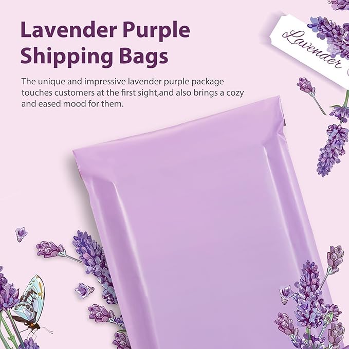 Fuxury Poly Mailers 12x15.5Inch 50 Pcs, Waterproof Shipping Bags for Clothing, Strong Adhesive Heavy Duty Shipping Mailing Envelopes, Self Seal Mailers Poly Bags for Business,Light Purple