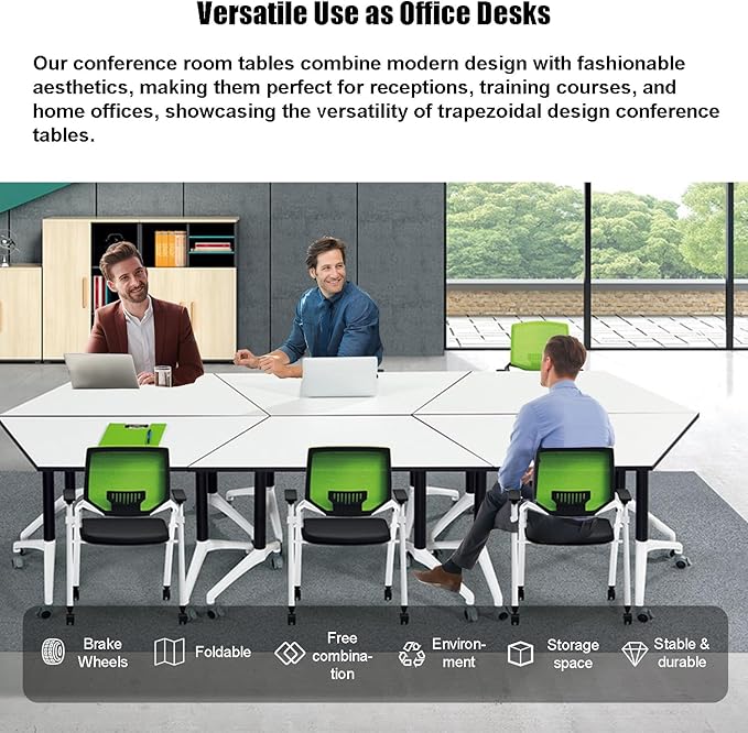 Conference Table,4 Pack Folding Conference Table Flip Top Mobile Training Table,Rolling Meeting Seminar Tables with Caster,Modern Conference Room Tables for 2-10,Seminar Training Table for Office ﻿