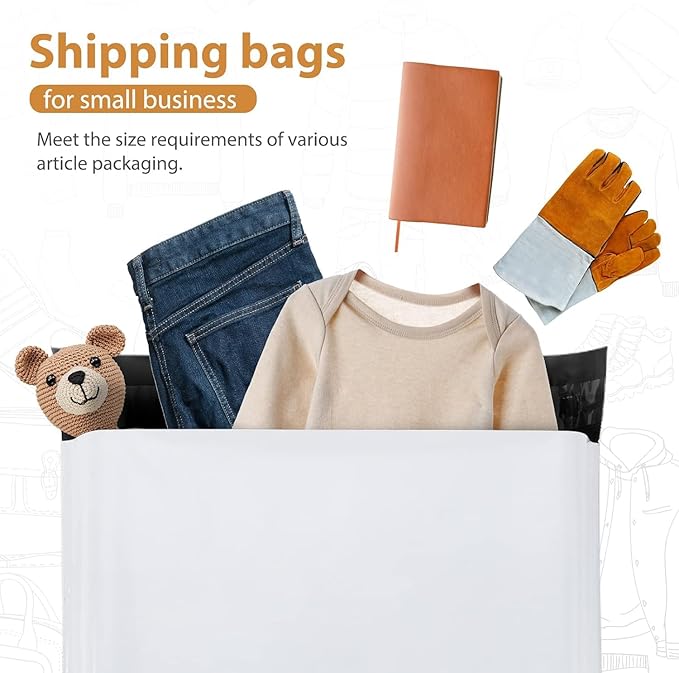 Metronic Poly Mailers 14.5x19 Inch 400pcs Shipping Bags for Clothes,Self Adhesive Shipping Envelopes for Small Business,Waterproof Mailers Poly Bags for Shipping,Packaging Mailing Bags White