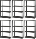 Sterilite 6-Pack 4 Shelf Unit, Heavy-Duty Shelving Storage and Utility Rack - Standing Plastic Organizer Shelves for Kitchen, Bathroom, and Garage