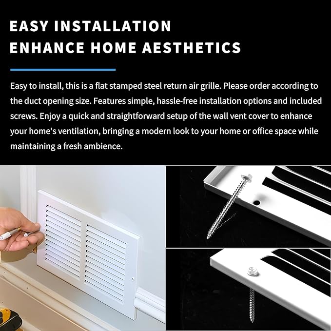 8x10 Vent Cover(Duct Opening Size),Air Return Vent Cover,Flat Vent Cover,Rejillas De Aire Acondicionado para Casa,Return Air Grilles,Outer Dimensions:9.75"Wx11.75"H(8"W x 10"H, Duct Opening)