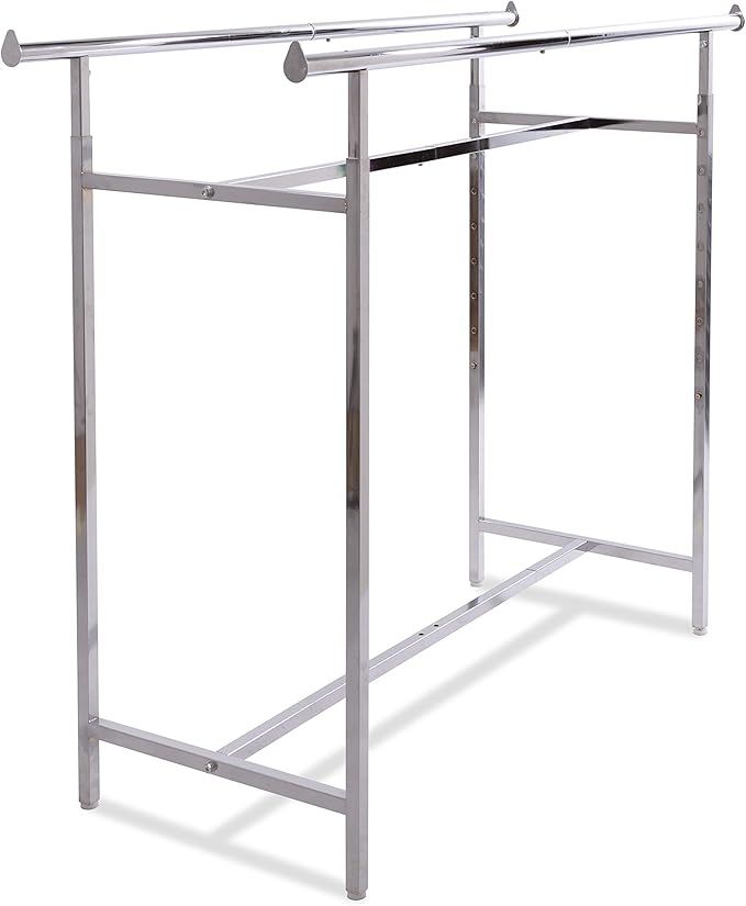 Econoco - Adjustable Double Bar Rectangular Hangrail Rack in Chrome