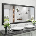 Amorho Bathroom Mirror Black, 72X32 Inch Thick Metal Framed Wall Mirrors for Over 2 Sinks, Bedroom, Living Room, Entryway, Large Rectangle Wall-Mounted Mirrors.