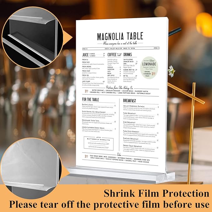 Arrobust Acrylic Sign Holder 8.5 x 11 Inches, 12 Pack Clear Display Table Top Signs Stand, Double Sided Vertical Flyer Holder ,Plastic Frames Paper Holder for Stores Home Office Menu Retail Show Fair