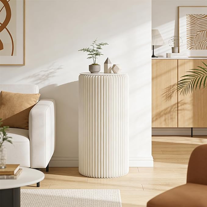 Cylinder Stands for Party,White Paper Display Stand,Reusable,Waterproof and Foldable Cylindrical Pedestal,Suitable for Event Scenes such as Parties and home Decoration,Bearing 660 Pounds