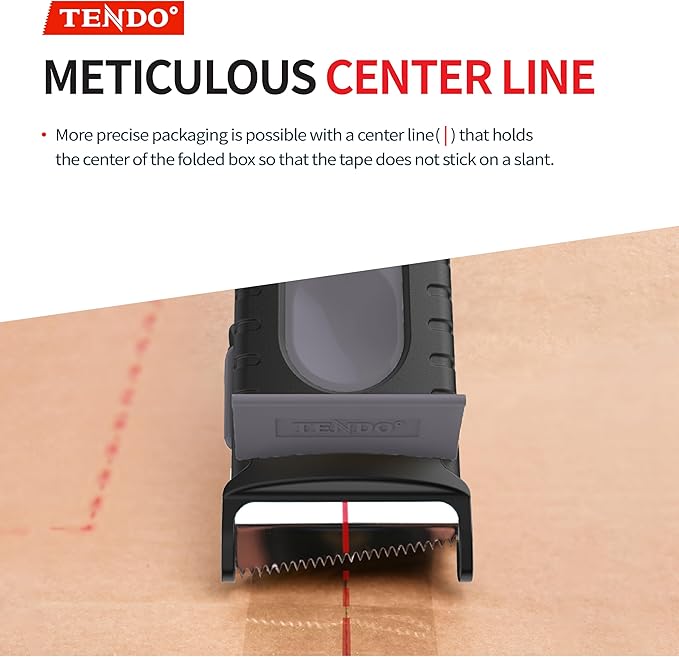 Heavy Duty Shipping Tape Dispenser: TENDO° Premium Line – Reusable, Replaceable, Eco-Friendly 2’’ Master Piece Dispenser for Pros with Patented 10° Sloped Chromium Blades - P-2200 (4th Gen.)_Gray