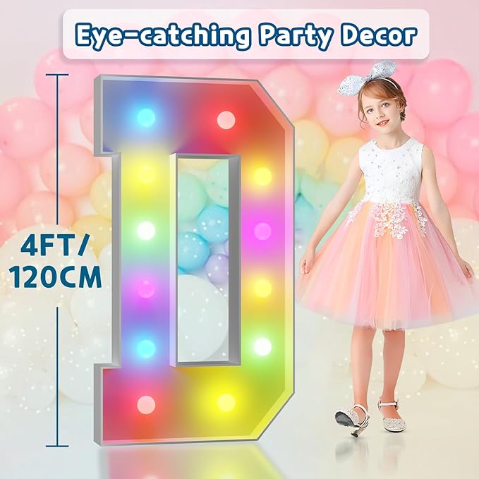 imprsv 4FT Colorful Marquee Letters D, 18 Colors Large Light up Letters Alphabet Sign with Remote, Large Marry Me Sign, Birthday Party Decorations Anniversary Wedding Decoration