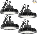 HYPERLITE 4Pack LED UFO High Bay Lights 250W 36,250lm 1-10V Dimmable 5000K 5' Cable with 110V Plug Hanging Hook Safe Rope UL Listed for Shopping Mall Stadium Exhibition Hall