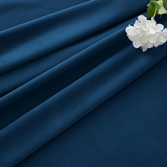 MIULEE Velvet Curtains 108 Inch Length 2 Panels Set for Bedroom, Pinch Pleat Back Tab Luxury Thermal Insulated Living Room Darkening Pleated Blackout Extra Long Window Curtain with Hooks, Navy Blue