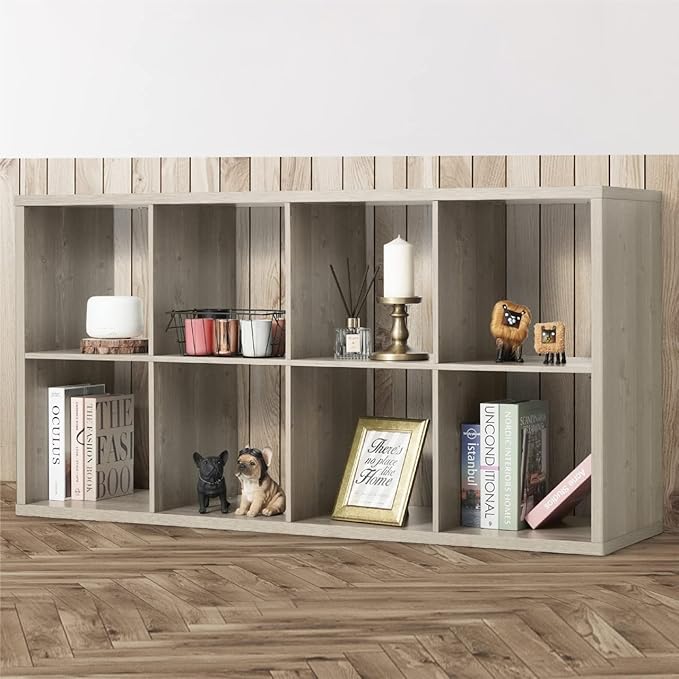 Fencer Wire 13-Inch Cube Storage Organizer Shelf, with Extra Thick Exterior Edge, Room Open Storage Shelf Divider, Bookcase, 6-Cube / 8-Cube / 9-Cube, Colors Available in Rustic Grey Oak and White