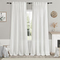 Nanspring White Semi Sheer Curtains 86 Inches Long 2 Panel Set Pocket Back Tab Linen Light Filtering Decorative Decor Curtain Drapes for Bedroom Living Room 52x86
