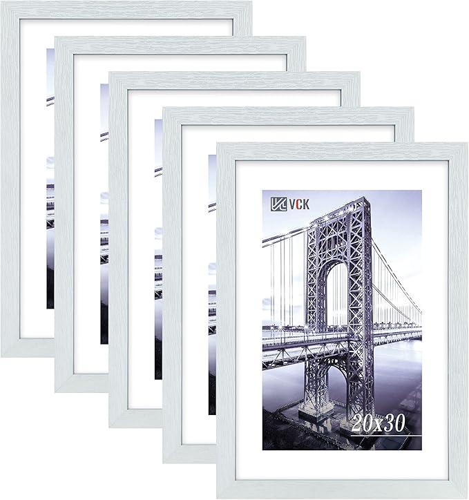 VCK 20x30 Inch White Poster Frame with Polished Plexiglass Hanging Hardware Picture Frame for Poster Artwork Certificate Included 5 Pack