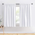 PONY DANCE White Curtains Set- Home Decorative Drapes Light Filter Low Shading Effect for Bedroom & Kitchen Panels Short, 70-inch W x 63-inch L, Pure White, 2 Panels