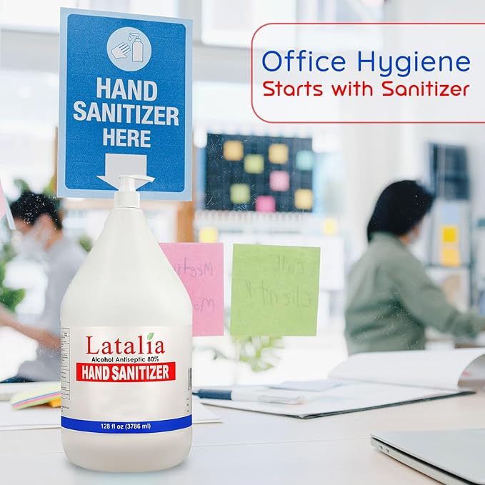 Latalia large Hand Sanitizer Pump 128 fl oz – 80% Alcohol Moisturizing Hand Sanitizer Refill Gallon for Home & Office, Unscented Clean Gel, Drying & Non-Sticky for Daily Hand Hygiene
