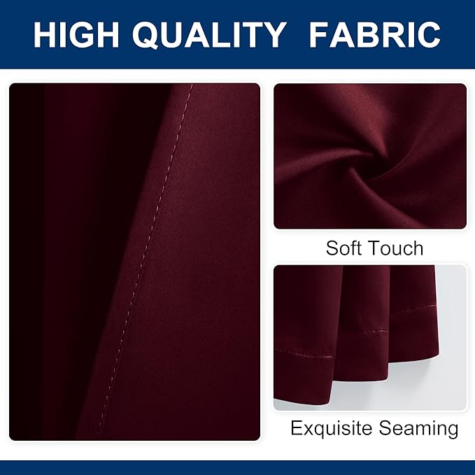 Hiasan Christmas Patio Sliding Door Room Divider Curtain Privacy Blackout Thermal Insulated Curtains with Back Tab & Rod Pocket for Bedroom Partition, Living Room Office(100 x 96 Inches, Burgundy)
