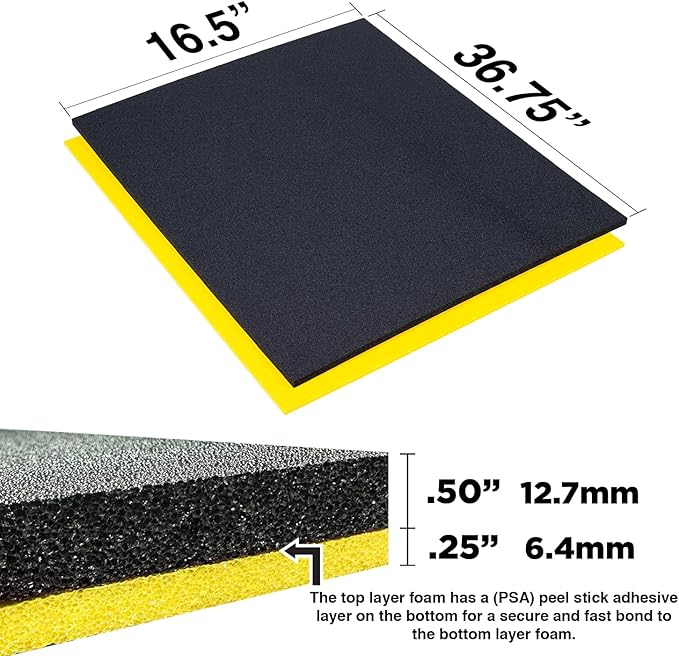5S Tool Box Shadow Foam Organizers (2 Color) FITS Craftsman 113668 (16.5" x 36.75", Black Top/Yellow Bottom)…