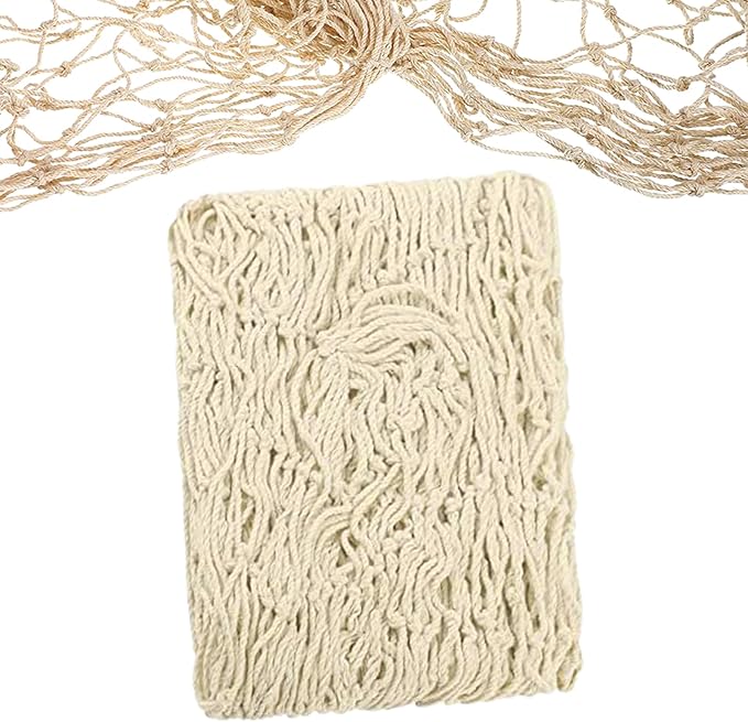 Natural Fishing Net Décor 79 Inch Beach Theme Decor for Party Home Bedroom Wall Hanging Fish Net Decorations (Beige-No Shells)