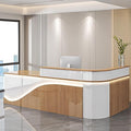 Modern Reception Desk – Front Desk, Reception Counter for Office, Checkout Counter, LED Lighting, Storage, Soft Close Drawers, Custom Logo, Fully Assembled (L,104IN)