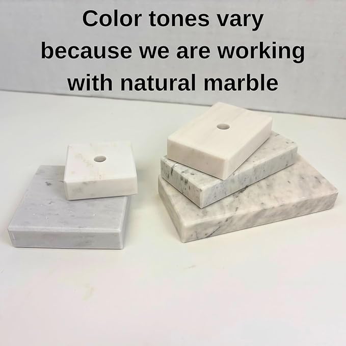 Genuine Marble Trophy Base – Polished Beveled Display Stand with Center Hole, 3/4" Thick, Multiple Sizes for Awards, Crafts & 3D Prints (White Marble, 2.5x5 inch)