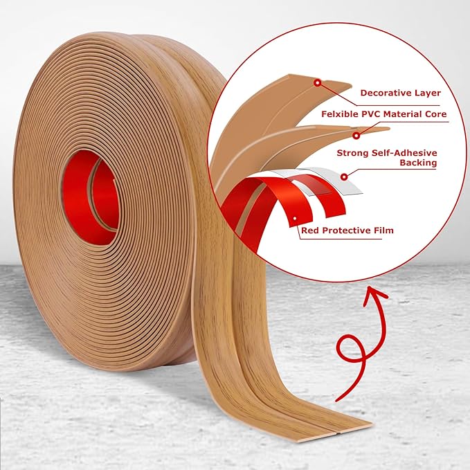 Flexible Wall Corner Protector Moulding Trim Peel and Stick Wall Corner Guards Edge Protector Self Adhesive Molding Trim Strip for Edge Ceiling (Light Brown Wood Grain, 2.4 in x 10 Ft)