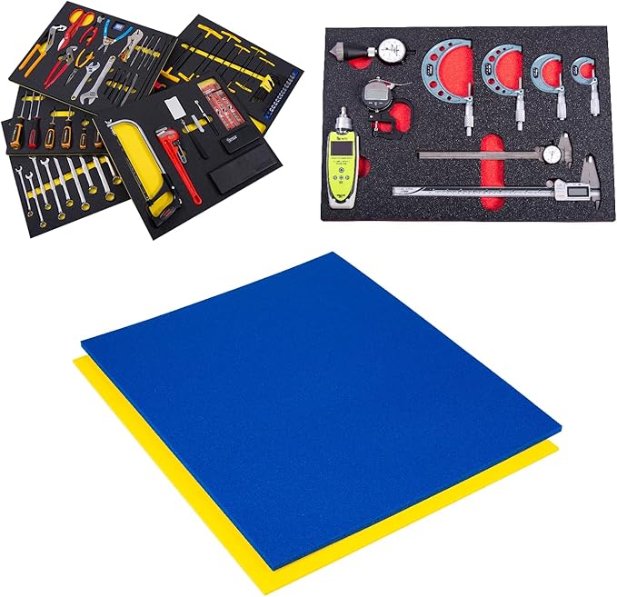 5S Tool Box Shadow Foam Organizers (2 Color) Custom Size ROLL (48" x 54", Blue Top/Yellow Bottom)