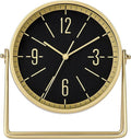 AYRELY® Vintage Black Metal Desk Clock,Battery Operated Mantel Clocks, Decorative Table Clocks with Adjustable Angle for Fireplace Farmhouse Shelf Living Room Décor (Gold)