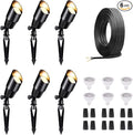 LED Outdoor Spotlights Kit, with 6 Pack Black Low Voltage Waterproof Spot Light and 100FT Cable and 30 Wire Connectors, Aluminum Landscape Lights for Porch Backyard, Without Transformer