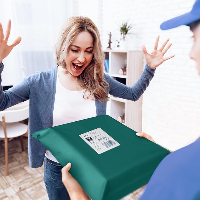 Fuxury Poly Mailers 14.5x19 Inch 50 Pcs, Waterproof Shipping Bags for Clothing, Strong Adhensive Shipping Envelopes for Small Business, Self Seal Mailers Poly Bags Mailing Envelopes Forest Green