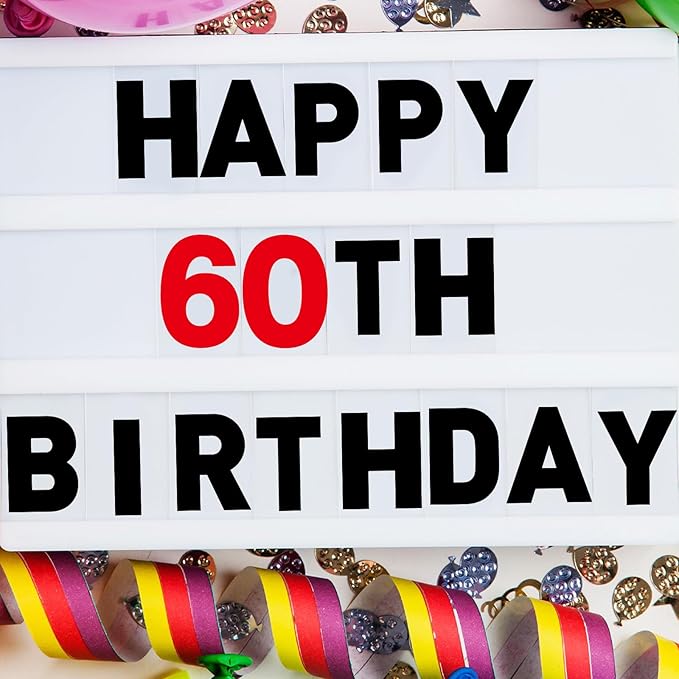 Leinuosen 300 Pcs Sign Letter Printed on Marquee Flexible Outdoor Black Portable Sign Board Plastic Changeable Letters and Numbers Punctuation Acrylic Numbers(6'', 7'')