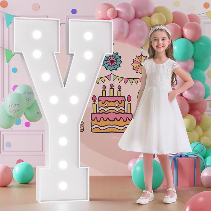 Light Up Letters, Marquee Letters 4 Feet Tall with Cool White Light, Large Letter for Party Graduation Homecoming Wedding Event Decoration, Marry Me Light Up Letter 4ft Marquee Sign Letras Y